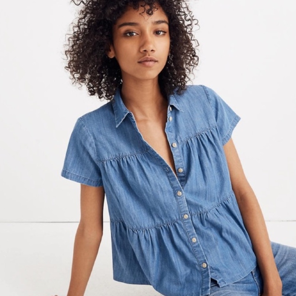 Madewell tiered denim shirt